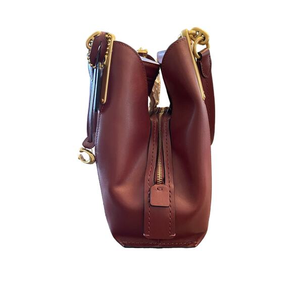 Coach Jacquard Dalton 31 Shoulder Bag Handbag Purse Coach Badge Brass/Wine Multi - Picture 5 of 13